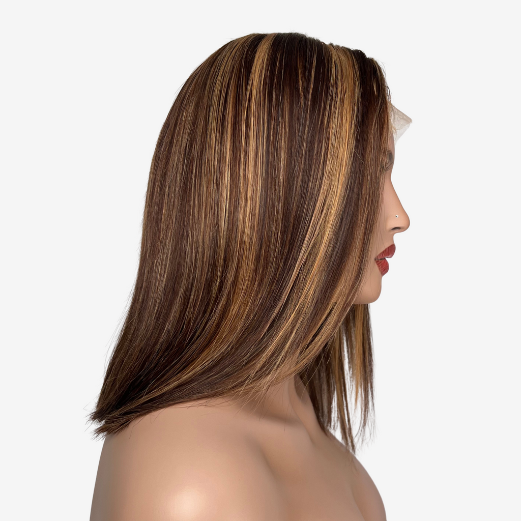 Highlighted human hair lace wig