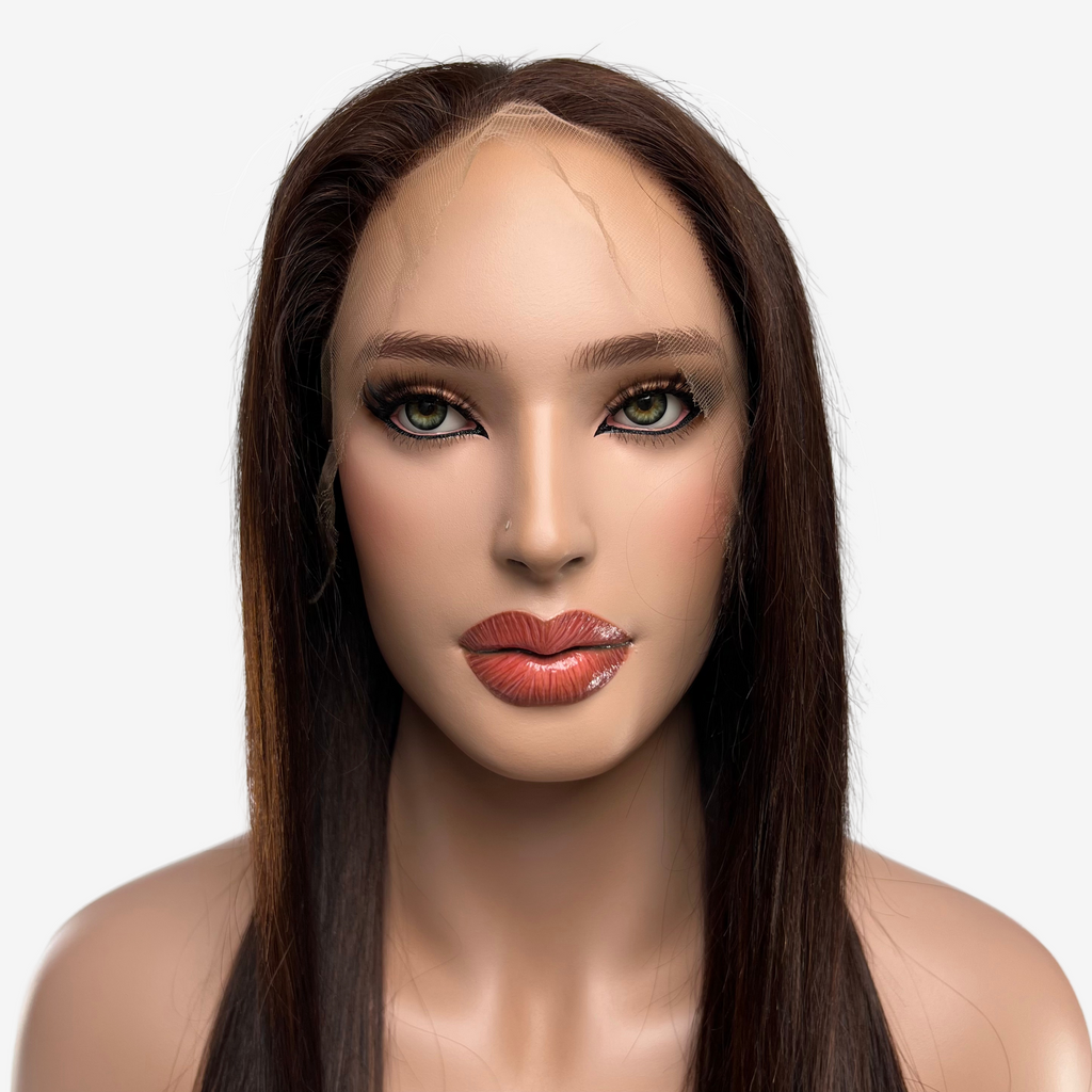 Dark brown human hair lace wig
