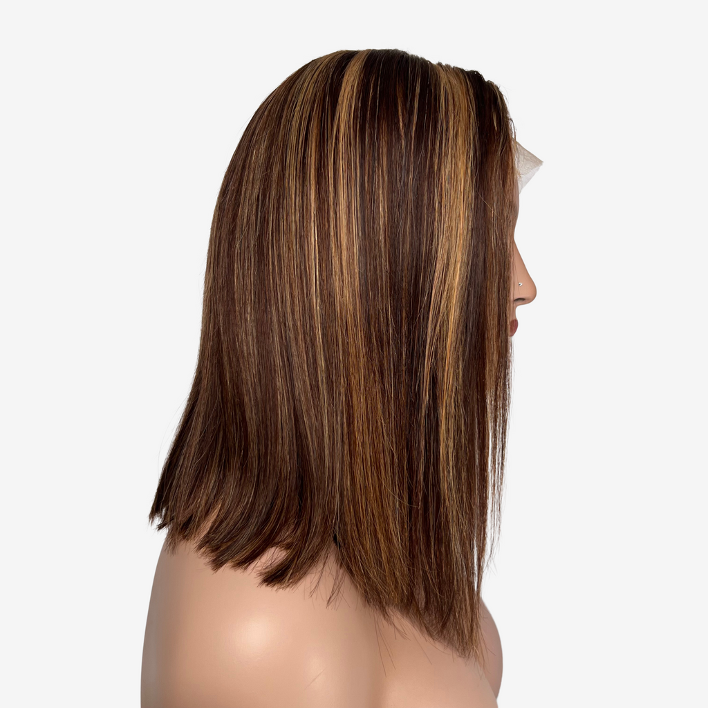 Highlighted human hair lace wig