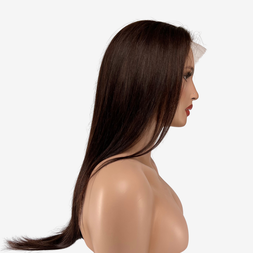 Dark brown human hair lace wig