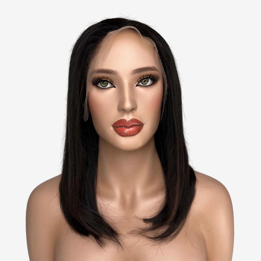 Black human hair lace wig