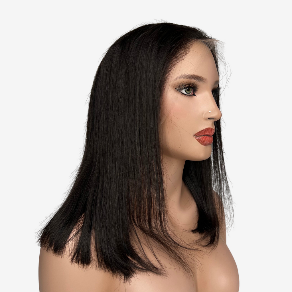 Black human hair lace wig